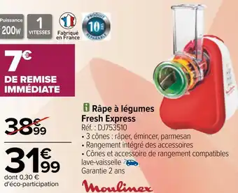Carrefour Moulinex râpe à légumes fresh express offre