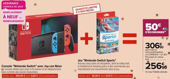 Carrefour Console "nintendo switch" avec joy-con néon et jeu "nintendo switch sports" offre