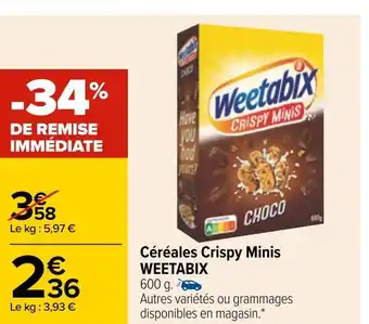 Carrefour Weetabix céréales crispy minis offre