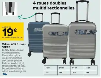 Carrefour Strap valises abs 8 roues offre