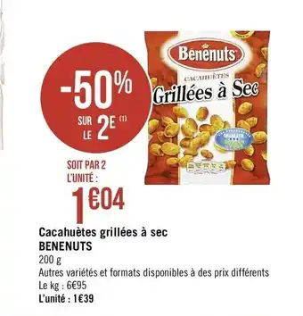 Géant Casino Cacahuètes grillées à sec Benenuts offre