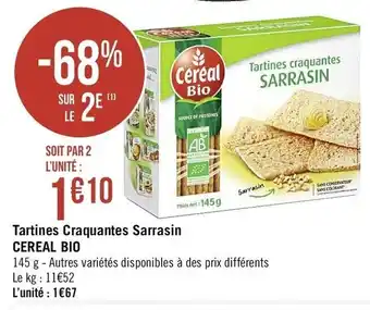 Géant Casino Tartines Craquantes Sarrasin Cereal Bio offre
