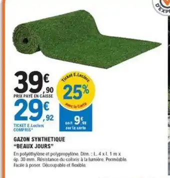 E.Leclerc Brico Gazon Synthetique Beaux Jours offre