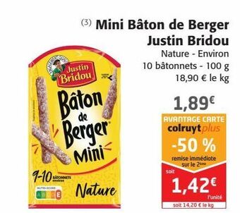 Colruyt Mini baton de berger justin bridou offre
