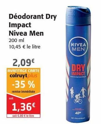 Colruyt Déodorant dry impact nivea men offre