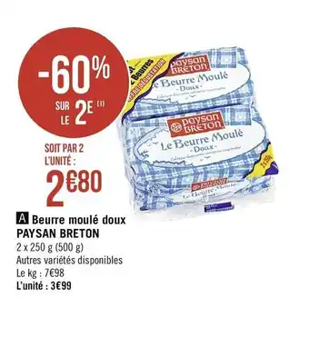 Géant Casino Beurre moulé doux Paysan Breton offre