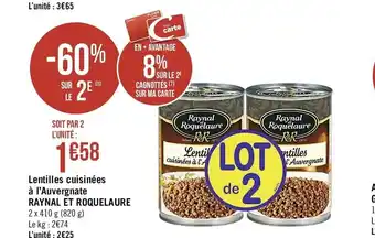 Géant Casino Lentilles cuisinées à l'Auvergnate Raynal Et Roquelaure offre