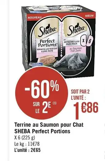 Géant Casino Terrine au Saumon pour Chat Sheba Perfect Portions offre