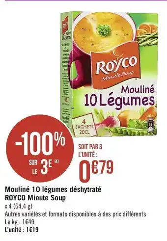 Mouliné 10 légumes déshytraté Royco Minute Soup