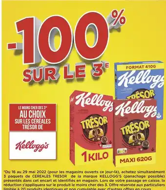 Géant Casino Kellogg's bon plan sur les céréales trésor de kellogg's offre