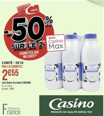 Géant Casino Casino lait demi-ecrémé offre