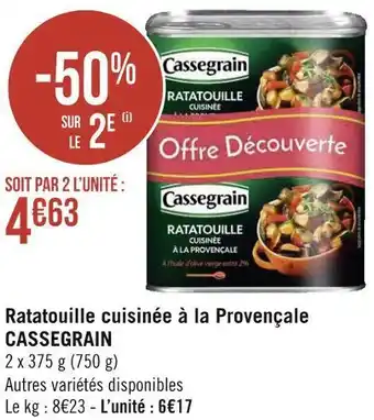 Cassegrain ratatouille cuisinée à la provençale