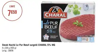 Géant Casino Charal steak haché le pur bœuf surgelé 5% mg offre