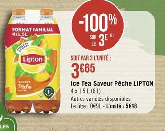 Géant Casino Lipton ice tea saveur pêche offre