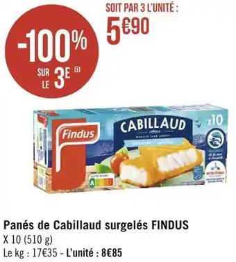Géant Casino Findus panés de cabillaud surgelés offre