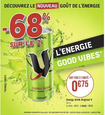 Géant Casino V energy drink original offre