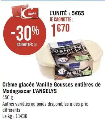 Géant Casino L’angelys crème glacée vanille gousses entières de madagascar offre