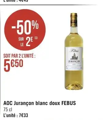 Febus aoc jurançon blanc doux