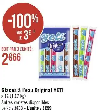 Yeti glaces à l’eau original