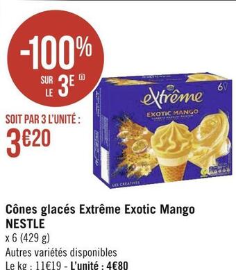 Géant Casino Nestle cônes glacés extrême exotic mango offre