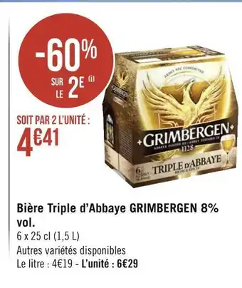 Géant Casino Grimbergen bière triple d’abbaye 8% offre