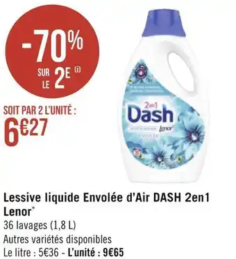 Géant Casino Lenor lessive liquide envolée d’air dash 2en1* offre