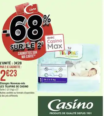 Géant Casino Les tilapins de casino changes nouveau-nés offre