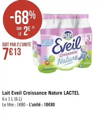 Géant Casino Lactel lait eveil croissance nature offre