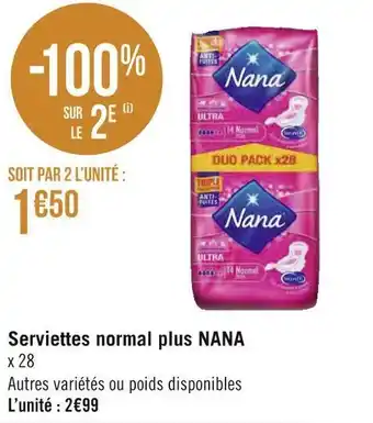 Géant Casino Nana serviettes normal plus offre