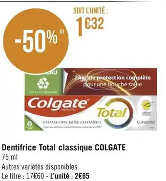 Géant Casino Colgate dentifrice détox total offre