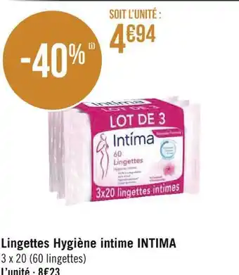 Géant Casino Intima lingettes hygiène intime offre
