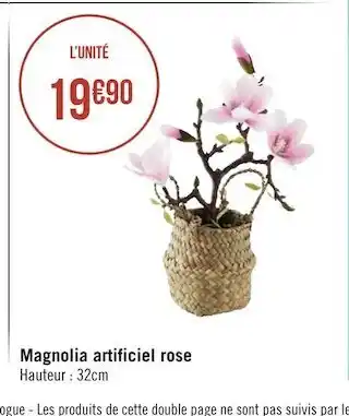 Géant Casino Magnolia artificiel rose offre