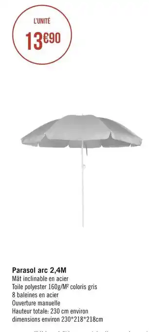 Géant Casino Parasol arc 2,4m offre