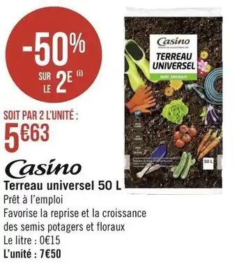 Géant Casino Terreau universel 50 l offre