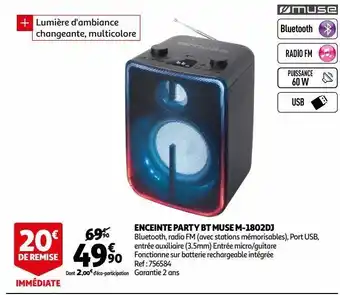 Enceinte party bt muse m-1802dj