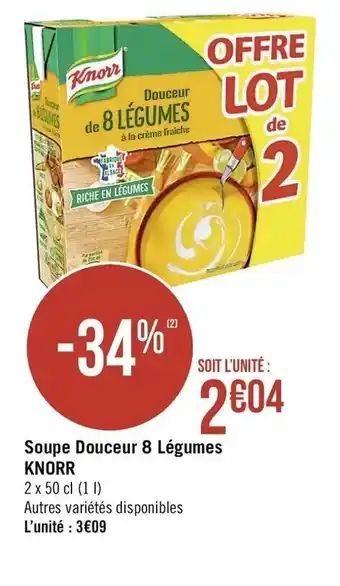 Géant Casino Soupe Douceur 8 Légumes Knorr offre
