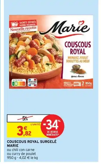 Intermarché Couscous Royal Surgelé Marie offre