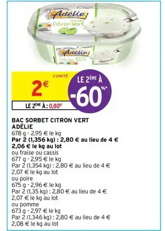 Intermarché Bac Sorbet Citron Vert Adélie offre