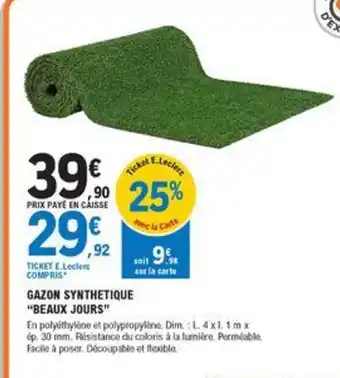 E.Leclerc Jardi Gazon Synthetique Beaux Jours offre