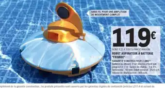E.Leclerc Jardi Robot Aspirateur à Batterie Frisbee offre