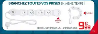 Gifi Bloc Multiprises X5 + 2 Prises Usb offre