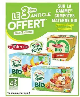 Cora x Carrefour Sur La Gamme Compotes Materne Bio offre