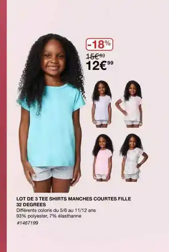 Costco Lot De 3 Tee Shirts Manches Courtes Fille 32 Degrees offre