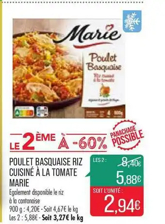 Match Poulet Basquaise Riz Cuisiné à La Tomate Marie Le 2ème à -60% offre