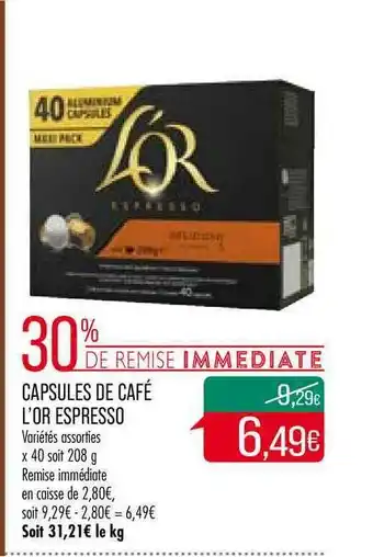 Match Capsules De Café L'or Espresso 30% De Remise Immédiate offre