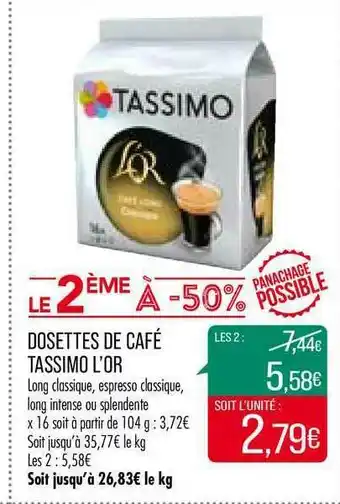 Match Dosettes De Café Tassimo L'or Le 2ème à -50% offre