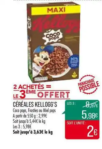 Match Céréales Kellogg's 2 Achetés = Le 3ème Offert offre