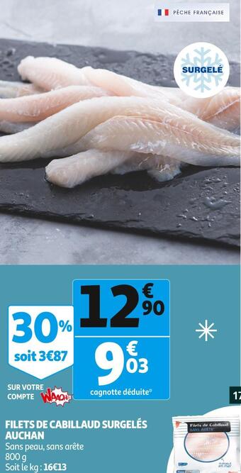 Auchan Auchan filets de cabillaud surgelés offre