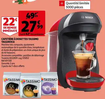 Auchan Tassimo cafetière à dosettes tas1003c6 offre
