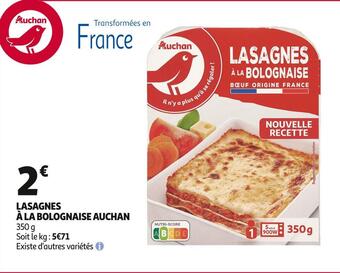 Auchan Auchan lasagnes à la bolognaise offre